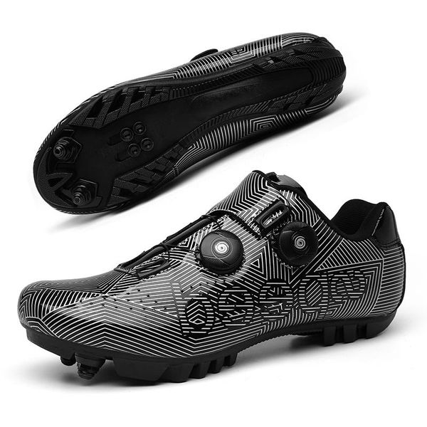 cycling footwear man self-locking bike shoes mountain men's mtb sneakers spd cleat flat road speed bicycle sneaker, Black