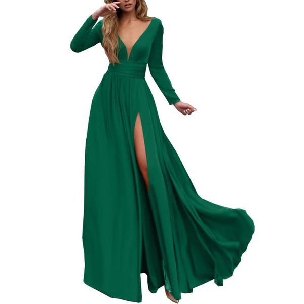 casual dresses wedding high slipt womens fashion elegant lady solid party evening club maxi formal long sleeve woman dress, Black;gray
casual dresses wedding high slipt womens fashion elegant lady solid party evening club maxi formal long sleeve woman dress, Black;gray