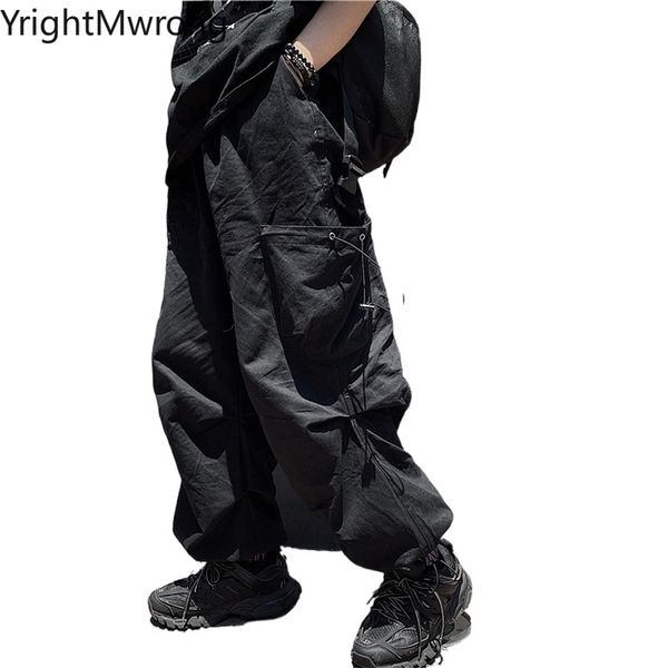 string high waist cargo sweatpant punk baggy pocket loose jogger pant streetwear woman man hip hop techwear fashion trouser fall 210915, Black;white
string high waist cargo sweatpant punk baggy pocket loose jogger pant streetwear woman man hip hop techwear fashion trouser fall 210915, Black;white