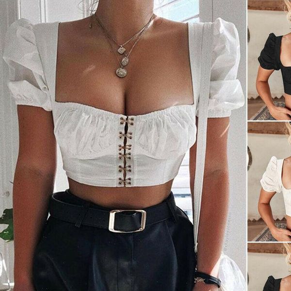 fashion summer casual square women tanks neck crop short sleeve vest t shirt hollow solid, White
fashion summer casual square women tanks neck crop short sleeve vest t shirt hollow solid, White
