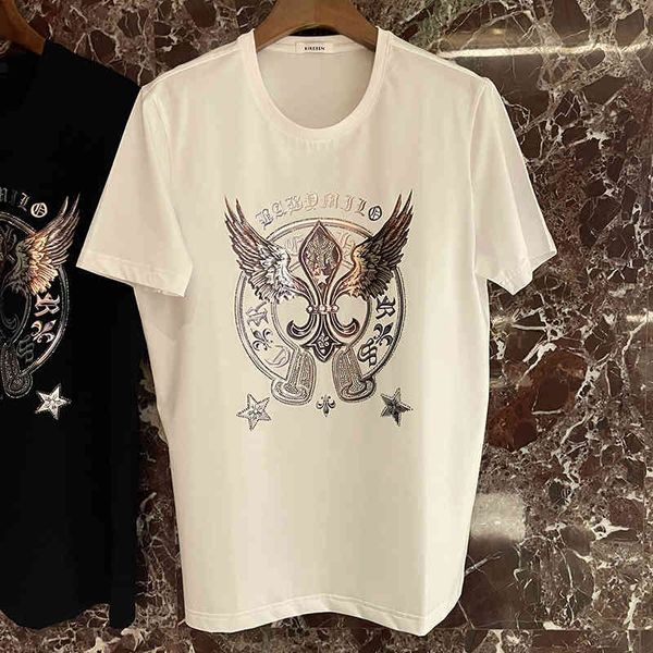 croosin short t-shirt men's horseshoe wings sanskrit printing diamond fashion trend half sleeve mercerized t-shirt, White;black
croosin short t-shirt men's horseshoe wings sanskrit printing diamond fashion trend half sleeve mercerized t-shirt, White;black