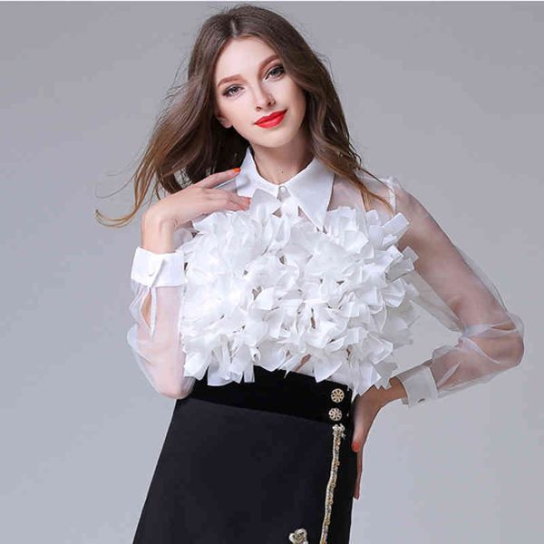 women's blouses & shirts fashion 2017 designer long sleeve ruffle flower appliques summer shirt gjjk, White
women's blouses & shirts fashion 2017 designer long sleeve ruffle flower appliques summer shirt gjjk, White