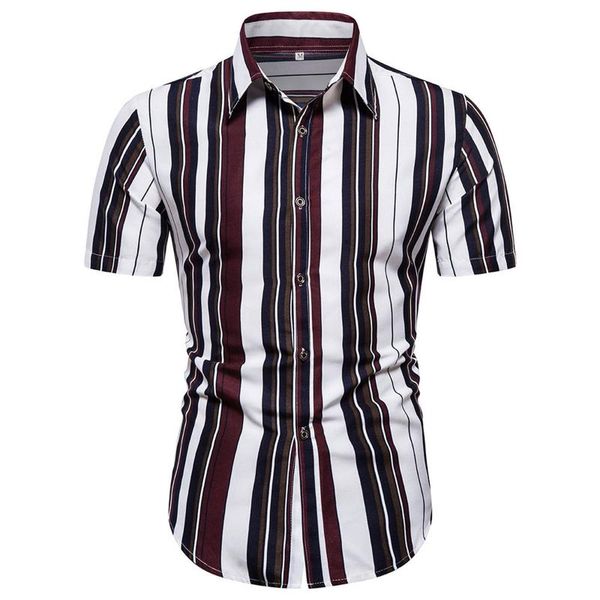 men's casual shirts stripe printed shirt summer short sleeve for men slim fit harajuku male blouse chemise homme, White;black
men's casual shirts stripe printed shirt summer short sleeve for men slim fit harajuku male blouse chemise homme, White;black