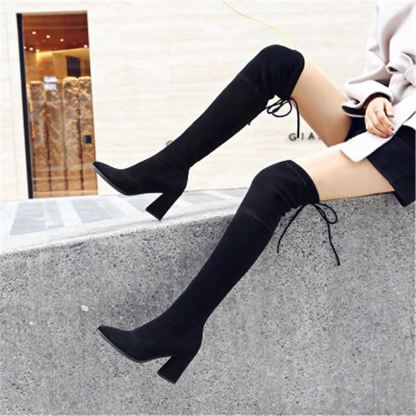 boots 2021 elastic flock slim fit over the knee autumn winter women shoes lace thigh chunky high heel botas, Black
boots 2021 elastic flock slim fit over the knee autumn winter women shoes lace thigh chunky high heel botas, Black