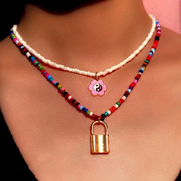 chains boho white beaded flower yin yang multilayer choker necklaces for women gold color big lock metal necklace pendant jewelry, Silver
chains boho white beaded flower yin yang multilayer choker necklaces for women gold color big lock metal necklace pendant jewelry, Silver