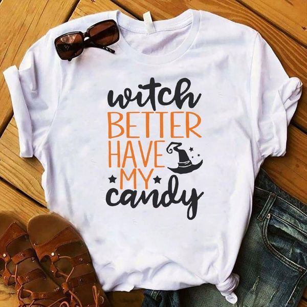 witch better have candy women t shirts halloween printed tee clothes graphic, White
witch better have candy women t shirts halloween printed tee clothes graphic, White