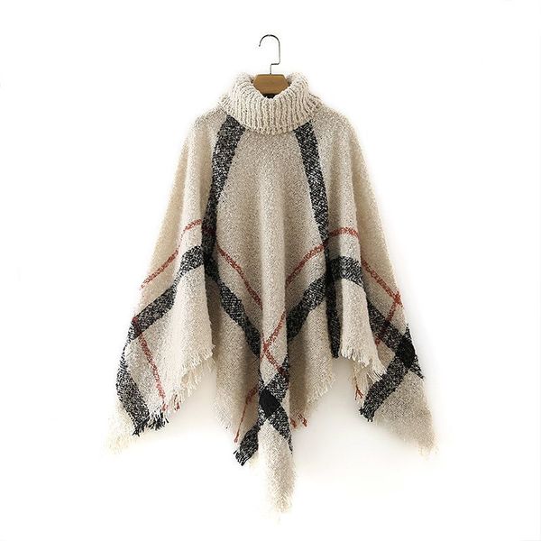 winter women cloak high neck knitted warm lady vintage checked raw edge cape coat pullover 210420, Black
winter women cloak high neck knitted warm lady vintage checked raw edge cape coat pullover 210420, Black