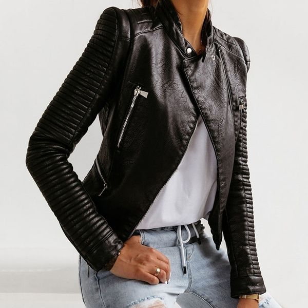 fall leisure boylish motorcycle women winter autumn black fashion outerwear faux pu jacket gothic leather coats 201124
fall leisure boylish motorcycle women winter autumn black fashion outerwear faux pu jacket gothic leather coats 201124
