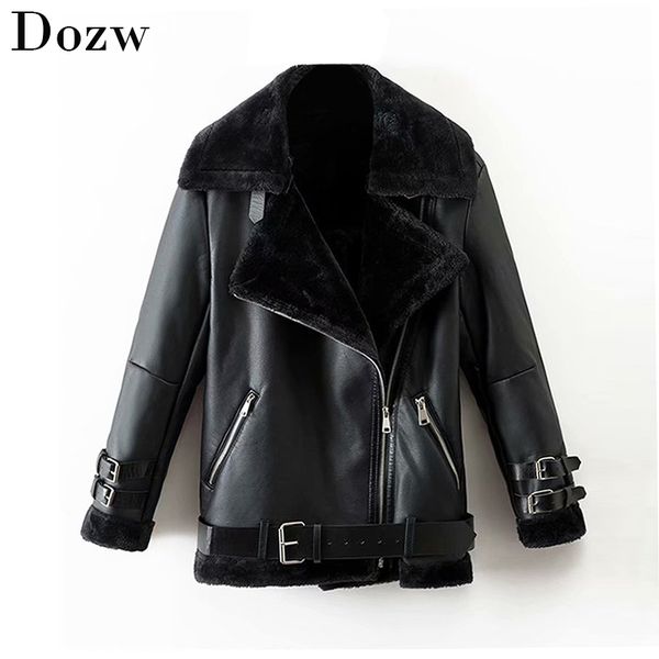 women stylish faux leather coat black color fashion pu jacket with belt thicken warm long sleeve coats ladies winter outerwear 210414
women stylish faux leather coat black color fashion pu jacket with belt thicken warm long sleeve coats ladies winter outerwear 210414