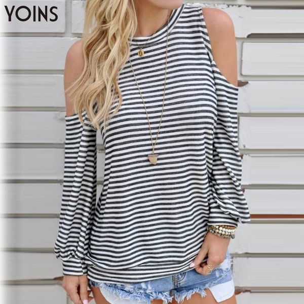 women spring fashion t-shirts 2021 autumn striped cold shoulder o-neck casual long sleeve vintage t-shirt femininas women's, White
women spring fashion t-shirts 2021 autumn striped cold shoulder o-neck casual long sleeve vintage t-shirt femininas women's, White