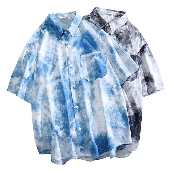 men's casual shirts koszula korean clothes mens ink tie dye short sleeve tooling shirt summer men oversized button up cargo chemise hom, White;black
men's casual shirts koszula korean clothes mens ink tie dye short sleeve tooling shirt summer men oversized button up cargo chemise hom, White;black