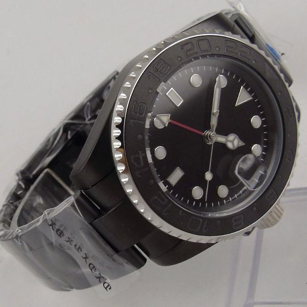 wristwatches 40mm black sterile dial sapphire glass pvd coated ceramic bezel date case back gmt automatic men's wristwatch, Slivery;brown
wristwatches 40mm black sterile dial sapphire glass pvd coated ceramic bezel date case back gmt automatic men's wristwatch, Slivery;brown