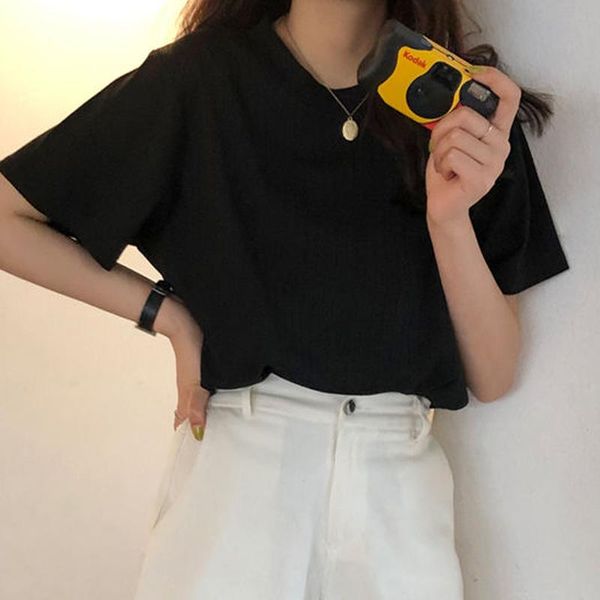 women's t-shirt women solid 6 colors o-neck knitting simple daily stylish basic soft ulzzang tees loose all-match ins summe, White
women's t-shirt women solid 6 colors o-neck knitting simple daily stylish basic soft ulzzang tees loose all-match ins summe, White