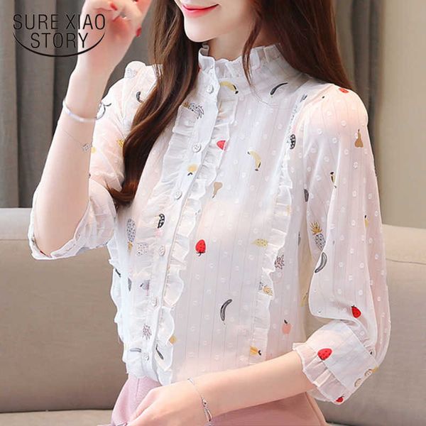 fashion elegant print long sleeve spring summer women chiffon shirts women and blouses ruffle slim ladies 8223 50 210527, White
fashion elegant print long sleeve spring summer women chiffon shirts women and blouses ruffle slim ladies 8223 50 210527, White