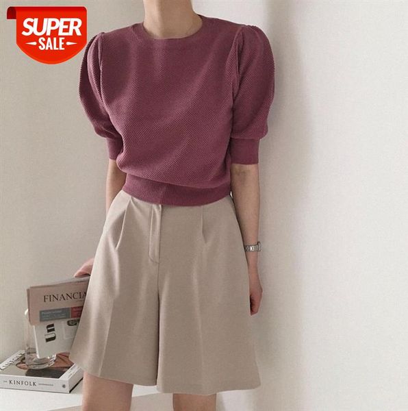 ins simple round neck women's pullover loose solid color five-point puff sleeve sweater women #mx7w, Black;gray
ins simple round neck women's pullover loose solid color five-point puff sleeve sweater women #mx7w, Black;gray