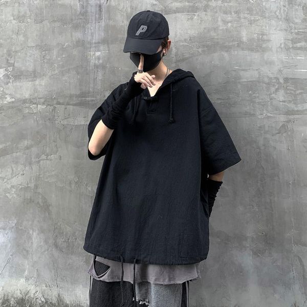men's t-shirts summer short-sleeved t-shirt men harajuku loosefive-point sleeve hooded sweater hip-hop half, White;black
men's t-shirts summer short-sleeved t-shirt men harajuku loosefive-point sleeve hooded sweater hip-hop half, White;black