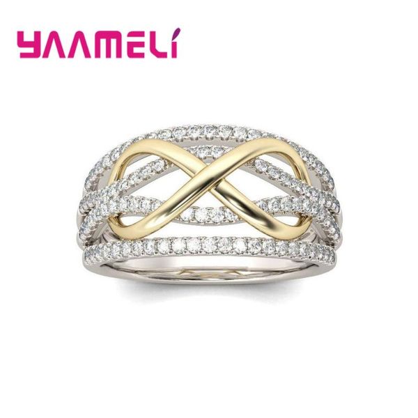 cluster rings 925 sterling silver infinity love ring clear transparent cubic zircon bowknot eternity promise jewelry for woman girlfriend, Golden;silver
cluster rings 925 sterling silver infinity love ring clear transparent cubic zircon bowknot eternity promise jewelry for woman girlfriend, Golden;silver