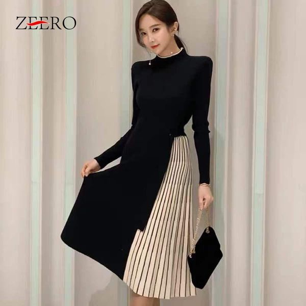 lady elegant pleated stitching knitting black dresses winter women stand-up collar long sleeve high elasticity warm midi dress casual, Black;gray
lady elegant pleated stitching knitting black dresses winter women stand-up collar long sleeve high elasticity warm midi dress casual, Black;gray
