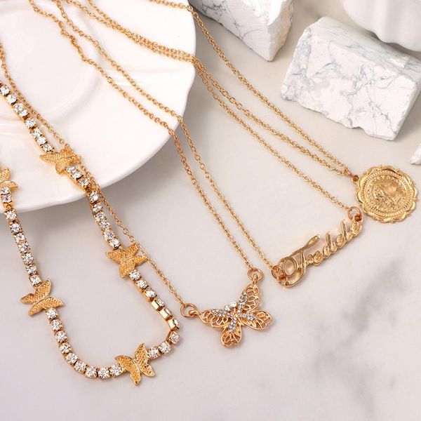 chains flatfoosie multilayer trendy butterfly crystal chain necklace for women gold color coin portrait letter pendant jewelry, Silver
chains flatfoosie multilayer trendy butterfly crystal chain necklace for women gold color coin portrait letter pendant jewelry, Silver