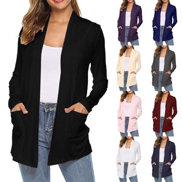 women's knits & tees 2021 fall winter cardigan sweater women soft warm jumper knitted female loose solid color cardigans outwear with p, White 
women's knits & tees 2021 fall winter cardigan sweater women soft warm jumper knitted female loose solid color cardigans outwear with p, White