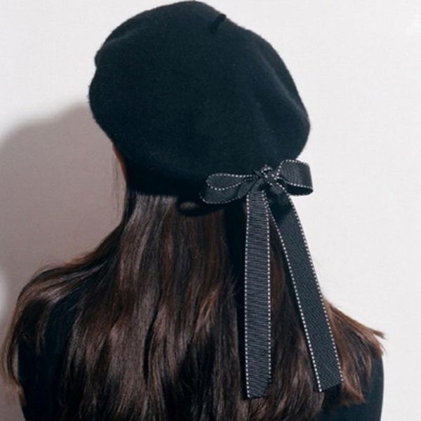 berets ladies retro spring and winter beret wool solid color hat warm bow, Blue;gray
berets ladies retro spring and winter beret wool solid color hat warm bow, Blue;gray