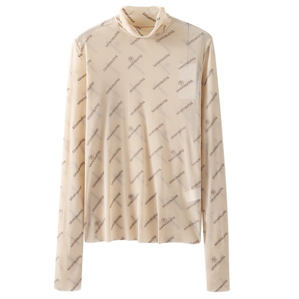 2021 spring new fashion blouse all-match slimming high collar blusas letter embroidered mesh bottoming shirt lace for women, White
2021 spring new fashion blouse all-match slimming high collar blusas letter embroidered mesh bottoming shirt lace for women, White