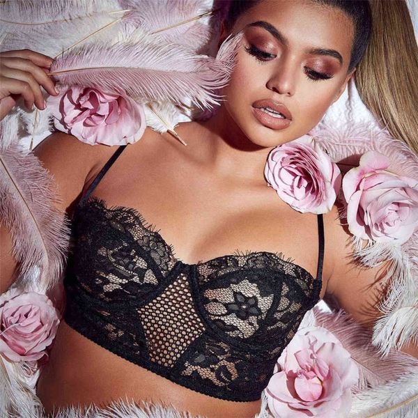 lingerie 2021 summer women's shoulder strap open navel lace vt 3668, Black;white 
lingerie 2021 summer women's shoulder strap open navel lace vt 3668, Black;white