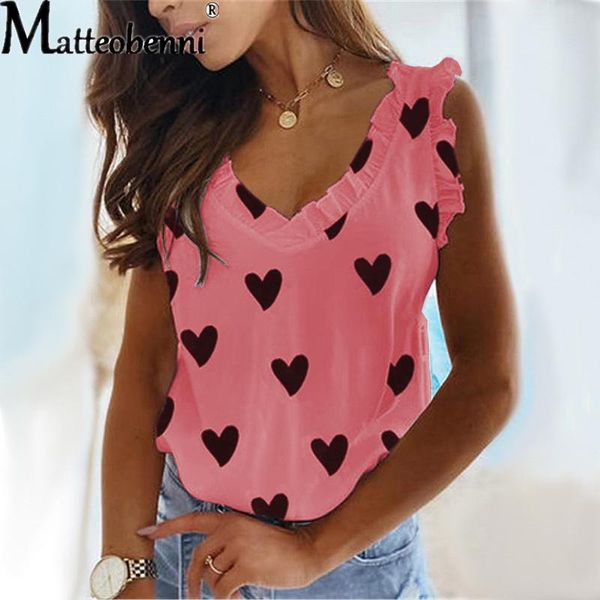 women's t-shirt women fashion heart print v-neck ruffled pleat sleeveless 2021 summer casual all-match vest elegant ladies clothing, White
women's t-shirt women fashion heart print v-neck ruffled pleat sleeveless 2021 summer casual all-match vest elegant ladies clothing, White