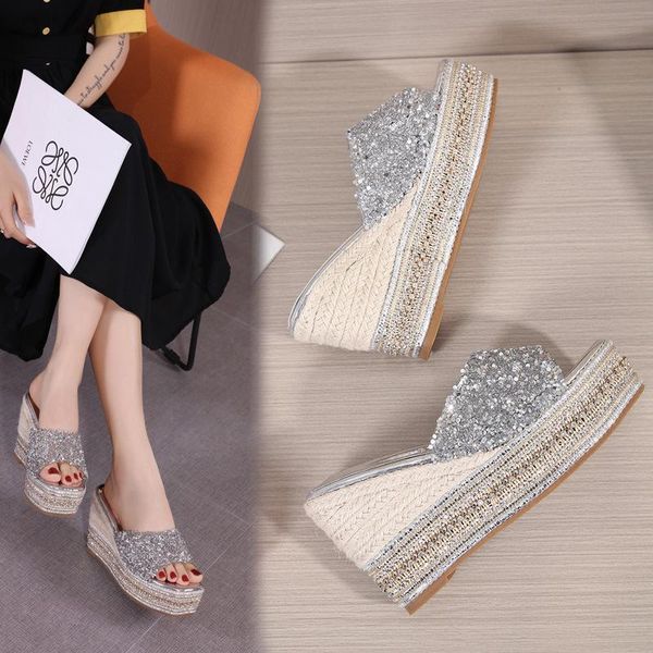 slippers creepers bling glitter transparent women wedges sandals flip flops summer platform shoes woman paillette clear slides ffk7, Black
slippers creepers bling glitter transparent women wedges sandals flip flops summer platform shoes woman paillette clear slides ffk7, Black