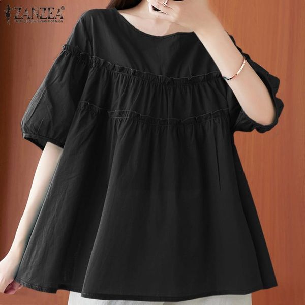 women's blouses & shirts zanzea vintage oversize 2021 summer ruffle blusa feminina casual female fashion short sleeve tunic womens soli, White
women's blouses & shirts zanzea vintage oversize 2021 summer ruffle blusa feminina casual female fashion short sleeve tunic womens soli, White