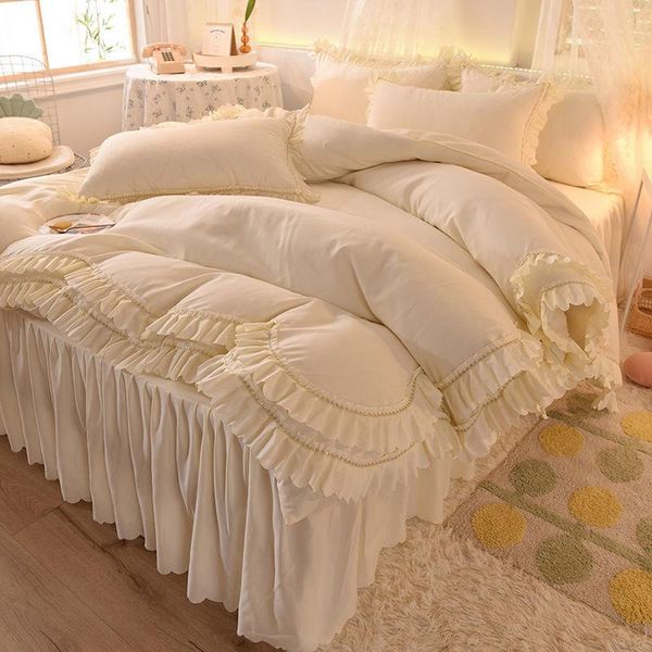 bedding sets princess style pure color washed cotton set, quilt cover, bed skirt and pillowcase, girl bedroom decoration
bedding sets princess style pure color washed cotton set, quilt cover, bed skirt and pillowcase, girl bedroom decoration
