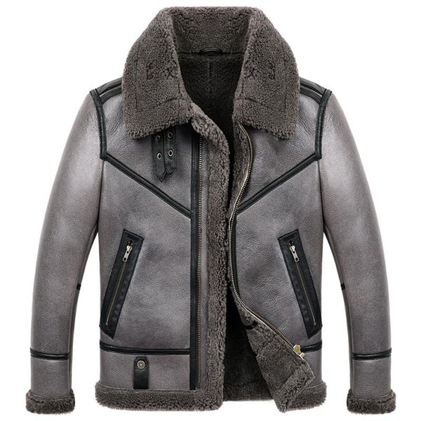 men's leather & faux mens sheepskin shearling coat b3 b6 bomber jacket fur gray color, Black
men's leather & faux mens sheepskin shearling coat b3 b6 bomber jacket fur gray color, Black