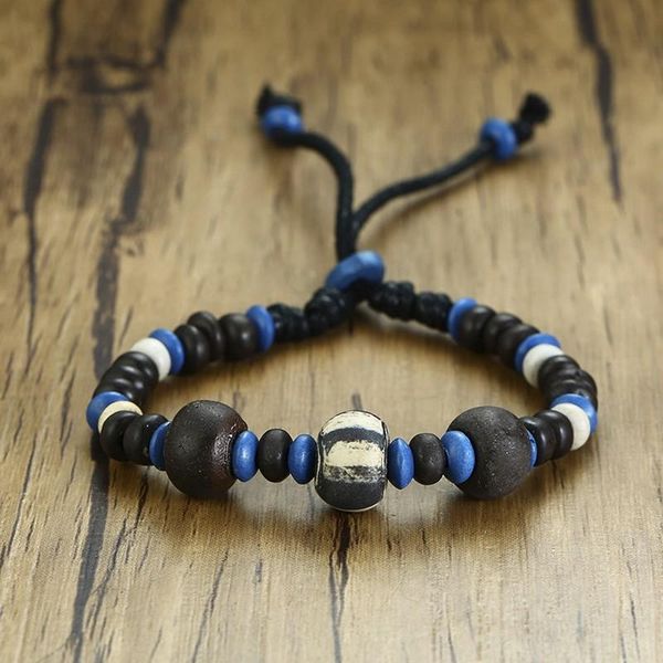 trendy blue men and women nature stone jewelry wood beads bracelet with rope beaded, strands, Black
trendy blue men and women nature stone jewelry wood beads bracelet with rope beaded, strands, Black