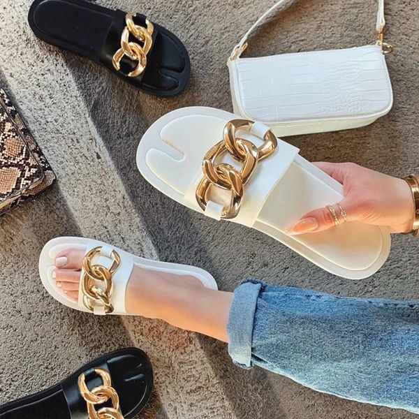 shoes 2021 summer style korean fashion trend flat women's beige sandals one-word slippers with chain, Black
shoes 2021 summer style korean fashion trend flat women's beige sandals one-word slippers with chain, Black