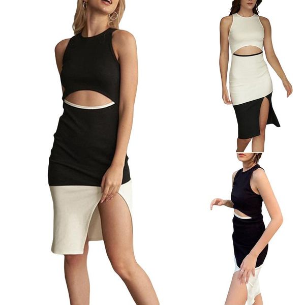 casual dresses women fashion color block dress adults summer sleeveless round neck cutout slit cut waist s//l, Black;gray
casual dresses women fashion color block dress adults summer sleeveless round neck cutout slit cut waist s//l, Black;gray