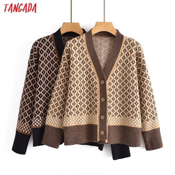 women's knits & tees tangada 2021 autumn winter women diamond pattern knitted cardigan sweater jumper long sleeve button-up female oute, White
women's knits & tees tangada 2021 autumn winter women diamond pattern knitted cardigan sweater jumper long sleeve button-up female oute, White