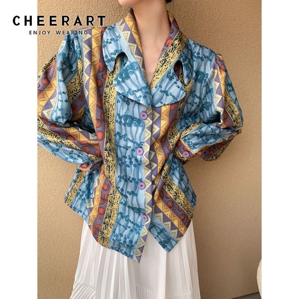 designer clothes puff sleeve vintage long elegant blouse women button up lapel ladies shirt fashion 210427, White 
designer clothes puff sleeve vintage long elegant blouse women button up lapel ladies shirt fashion 210427, White
