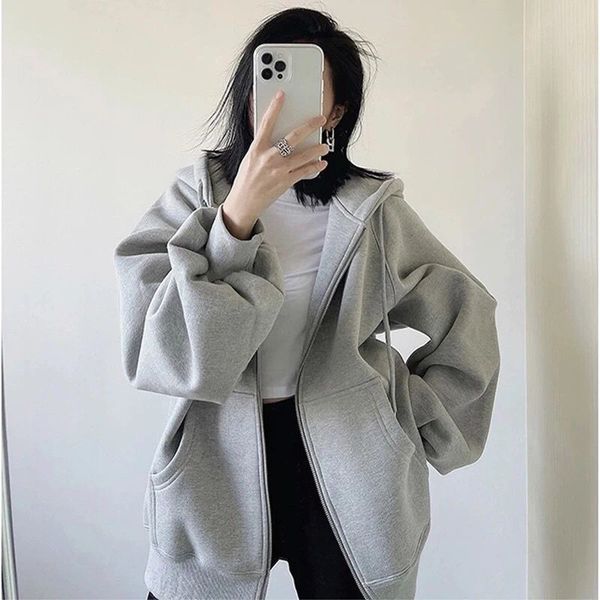 lazy wind grey hooded sweater women's 2021 autumn winter new high-grade fried street cardigan zipper thin coat fashion, Blue;black
lazy wind grey hooded sweater women's 2021 autumn winter new high-grade fried street cardigan zipper thin coat fashion, Blue;black