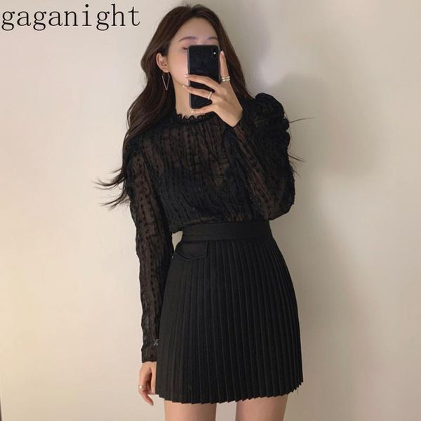 two piece dress gaganight elegant women pieces set lace transparent chiffon blouse high waist a line mini pleated skirt office lady outfit, White
two piece dress gaganight elegant women pieces set lace transparent chiffon blouse high waist a line mini pleated skirt office lady outfit, White