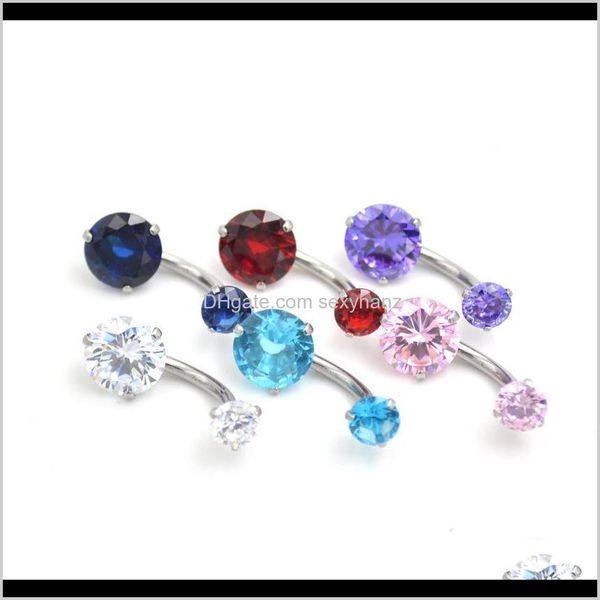 & bell button rings body jewelry drop delivery 2021 double cz gem headed round belly bar korean version umbilical human puncture anti-allerg, Silver
& bell button rings body jewelry drop delivery 2021 double cz gem headed round belly bar korean version umbilical human puncture anti-allerg, Silver