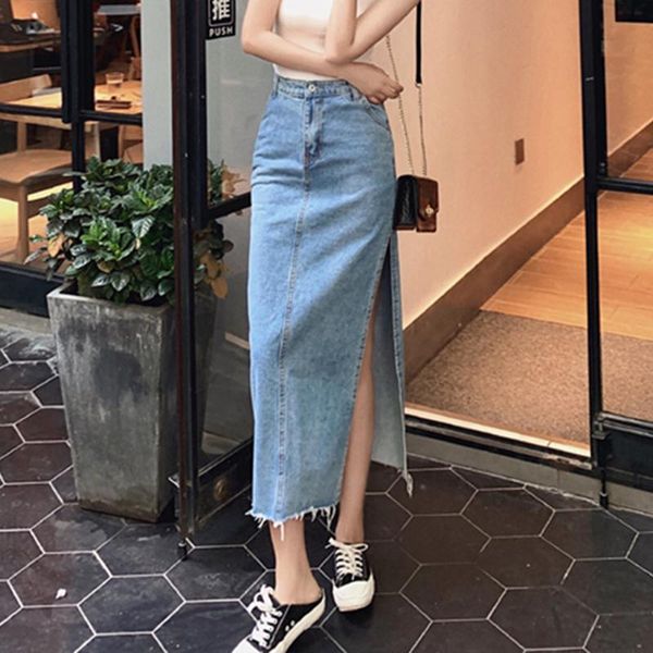 denim skirts womens korean fashion vintage blue summer 2021 high waist a-line side split elgant midi skirt femme, Black
denim skirts womens korean fashion vintage blue summer 2021 high waist a-line side split elgant midi skirt femme, Black