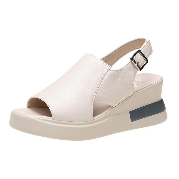 sandals thick-soled wedge women's summer open-toed fish mouth shoes soft leather high platform, Black
sandals thick-soled wedge women's summer open-toed fish mouth shoes soft leather high platform, Black