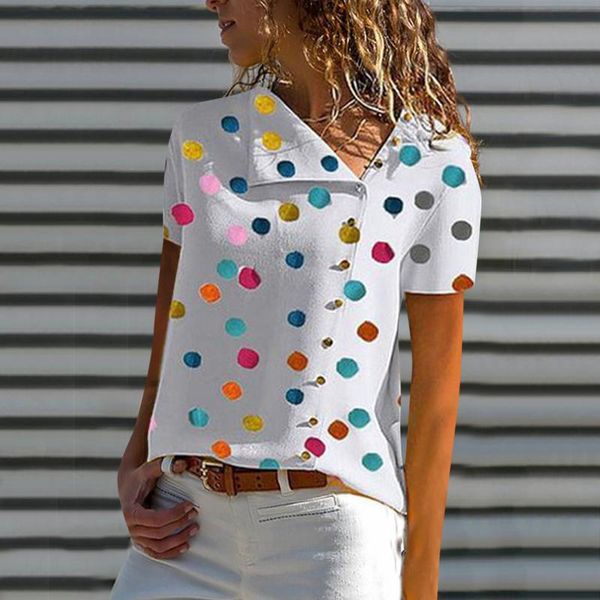 women's blouses & shirts polka dot print women blouse casual short sleeve button v-neck shirt ladies blusas mujer de moda 2021, White
women's blouses & shirts polka dot print women blouse casual short sleeve button v-neck shirt ladies blusas mujer de moda 2021, White
