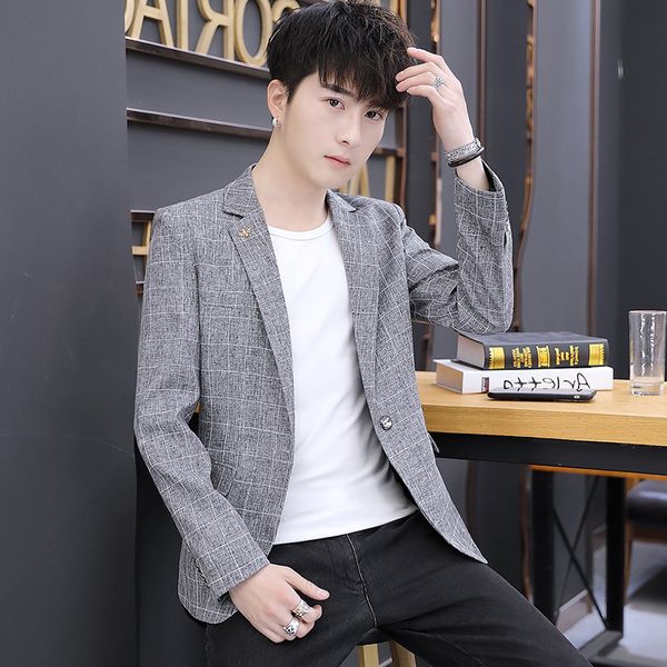 autumn and coat spring style lattice trend leisure youth slim fit handsome stripe men's small suit, White;black
autumn and coat spring style lattice trend leisure youth slim fit handsome stripe men's small suit, White;black