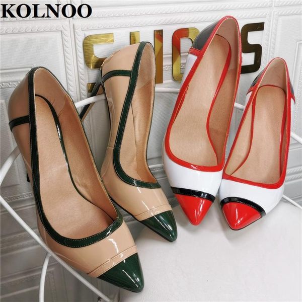 dress shoes kolnoo handmade womens high heels pumps patchwork leather slip-on green&red two colors daily wear fashion, Black 
dress shoes kolnoo handmade womens high heels pumps patchwork leather slip-on green&red two colors daily wear fashion, Black