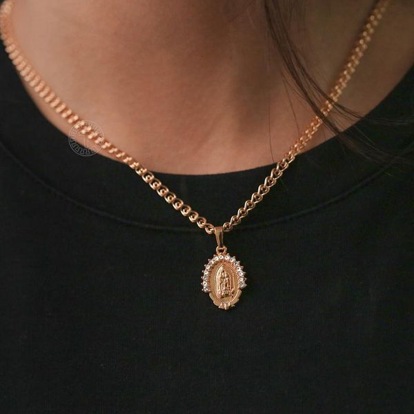 pendant necklaces 585 rose gold filled jesus for women vintage cz prayer charm snail link chain jewelry gifts wholesale lgp440, Silver
pendant necklaces 585 rose gold filled jesus for women vintage cz prayer charm snail link chain jewelry gifts wholesale lgp440, Silver