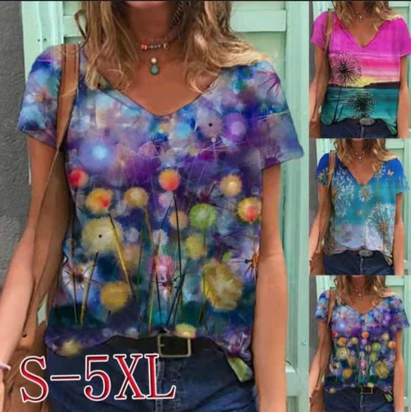 women's t-shirt 2021 women summer t shirt fashion gradient floral print short-sleeved v-neck t-shirts female plus size loose lady tees, White
women's t-shirt 2021 women summer t shirt fashion gradient floral print short-sleeved v-neck t-shirts female plus size loose lady tees, White