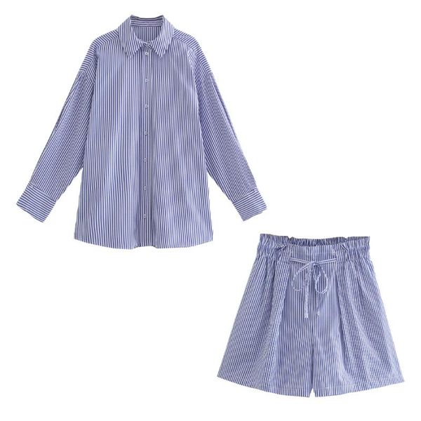women's tracksuits 2021 summer two piece set women striped shirt casual high-waist shorts chic lady outfit sets 2, Gray
women's tracksuits 2021 summer two piece set women striped shirt casual high-waist shorts chic lady outfit sets 2, Gray