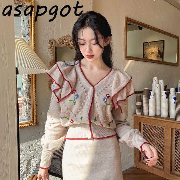 women's clothing sweaters&jumpers cardigan loose japan style retro v neck floral embroidery knitted jacket ruffles sweater chic 210610, White
women's clothing sweaters&jumpers cardigan loose japan style retro v neck floral embroidery knitted jacket ruffles sweater chic 210610, White