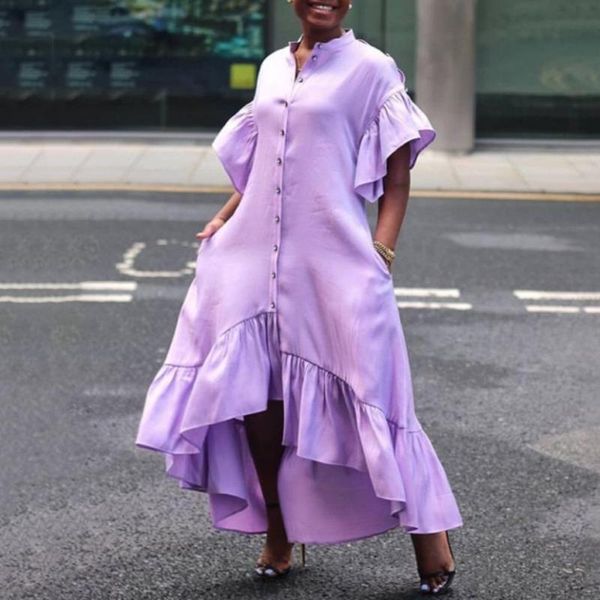 casual dresses african for women fashion africa asymmetrical falbala loose single breasted elegant evening night party dress 2021, Black;gray
casual dresses african for women fashion africa asymmetrical falbala loose single breasted elegant evening night party dress 2021, Black;gray